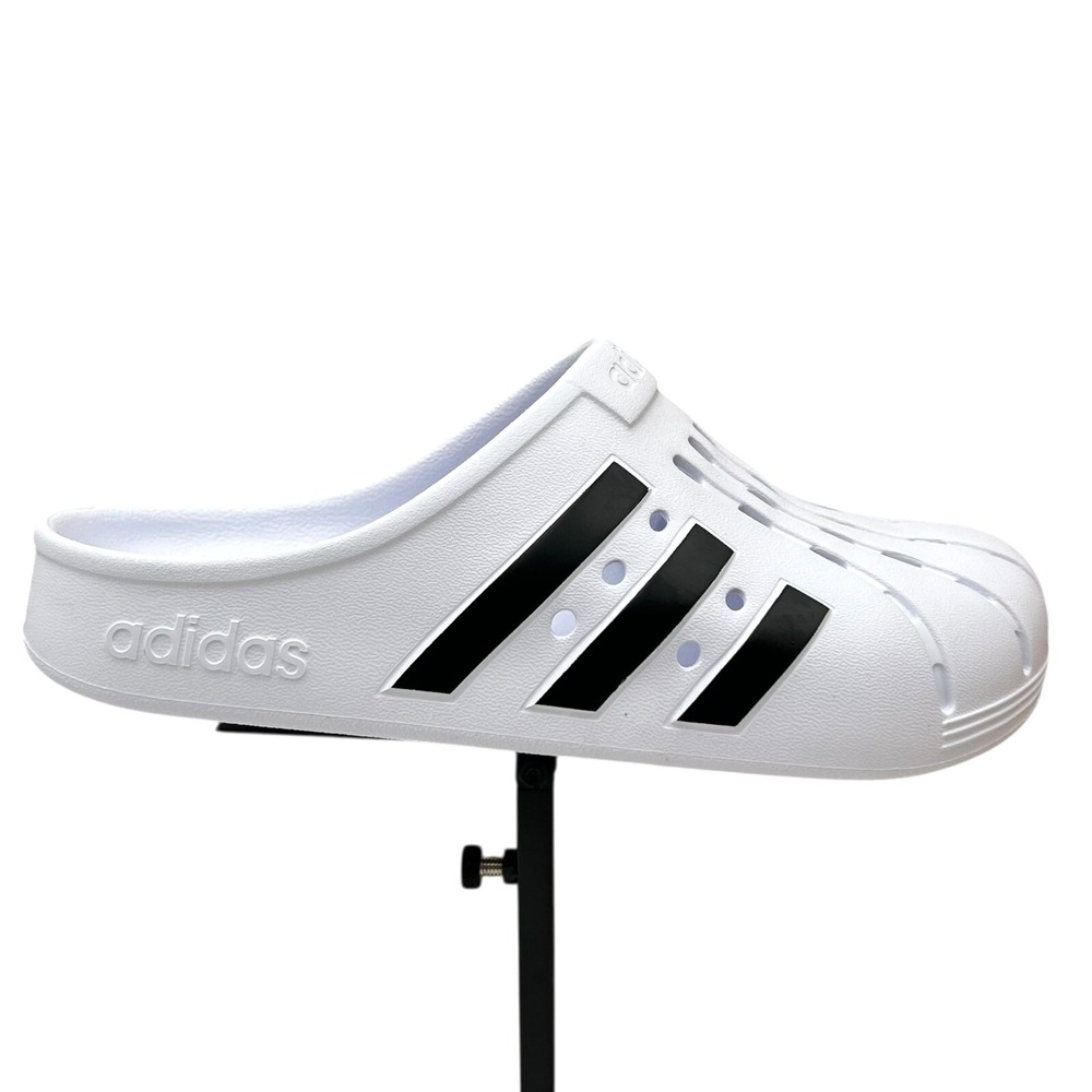 Adidas Adilette Womens Slip on Clog Sz 8 White-Black Lightweight Water Friendly - Picture 11 of 12